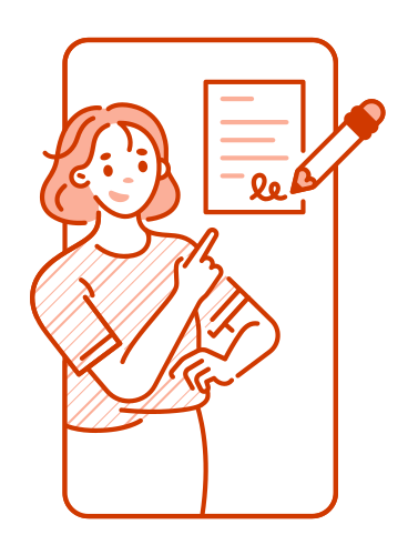 Woman pointing to a contract PNG, SVG