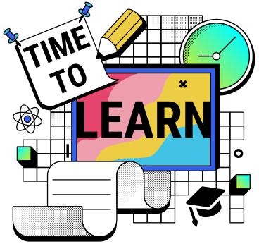 Time to learn with blackboard and school supplies PNG, SVG