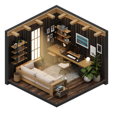 3D Rooms Style Vector Illustrations in PNG and SVG