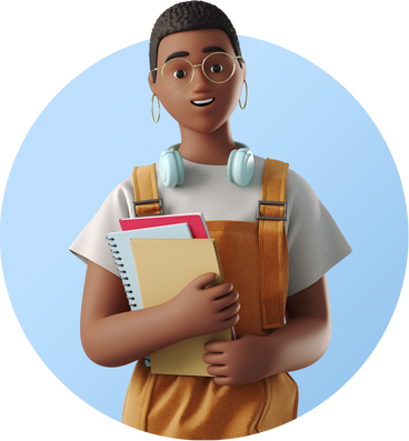 Avatar of female student with notebooks PNG, SVG